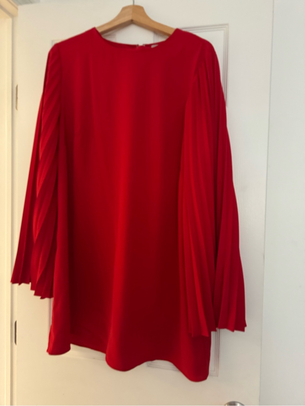 H&M Red Pleated-Sleeve Tunic Dress